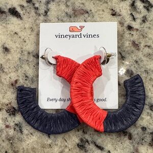NWT Vineyard Vines Navy and Red Hoop Earrings